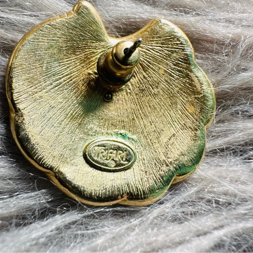 Vintage Enamel Gold Floral Earrings